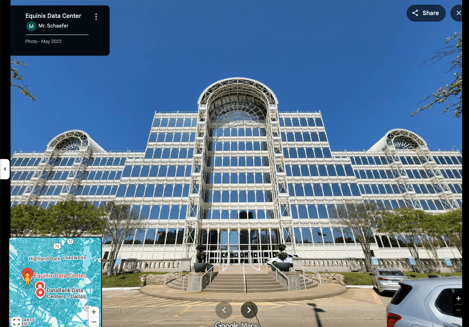 Equinix data center in Dallas, as shown on Google maps