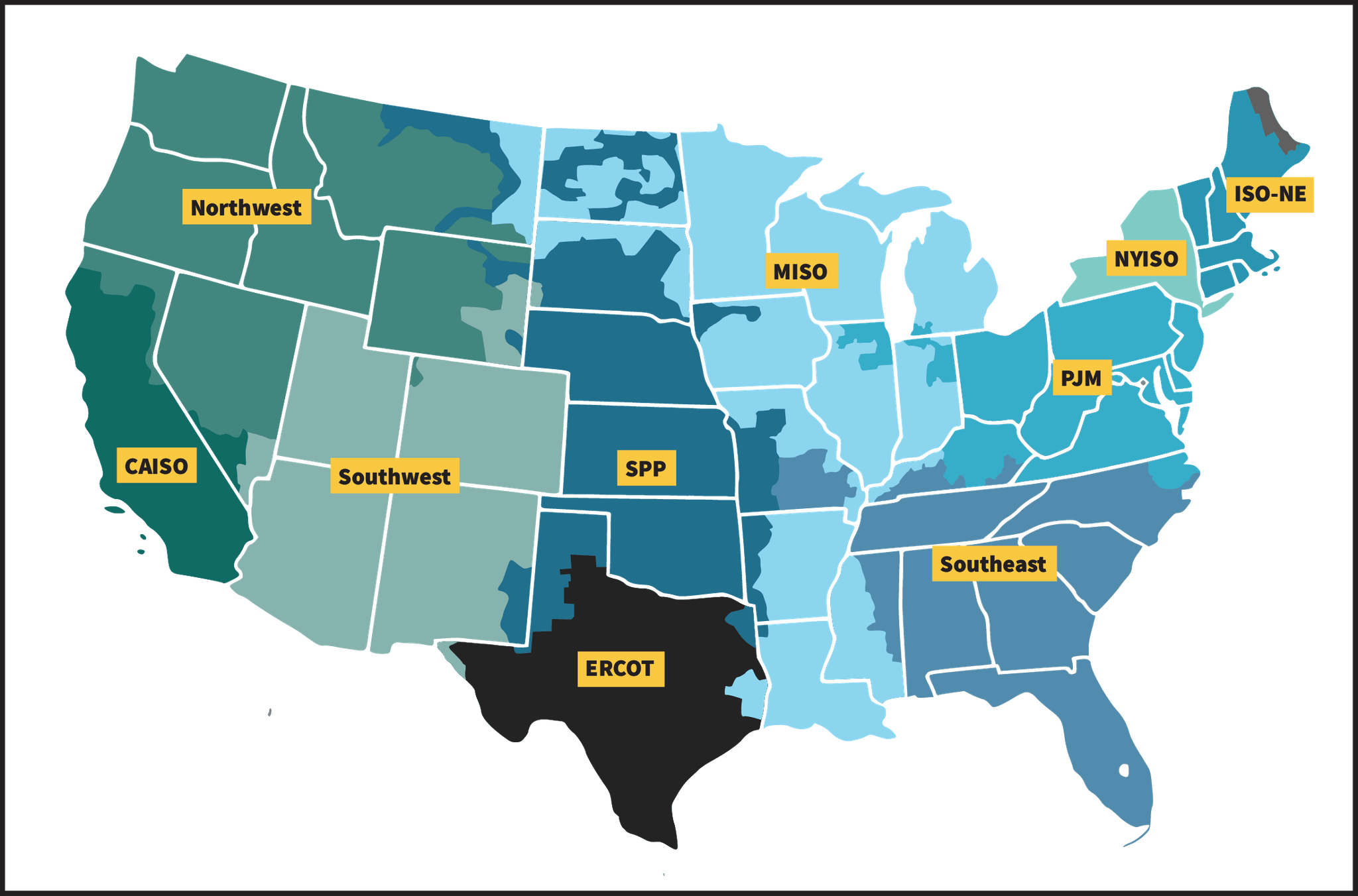 Map of U.S. Regional Transmission Organizations/Independent System Operators