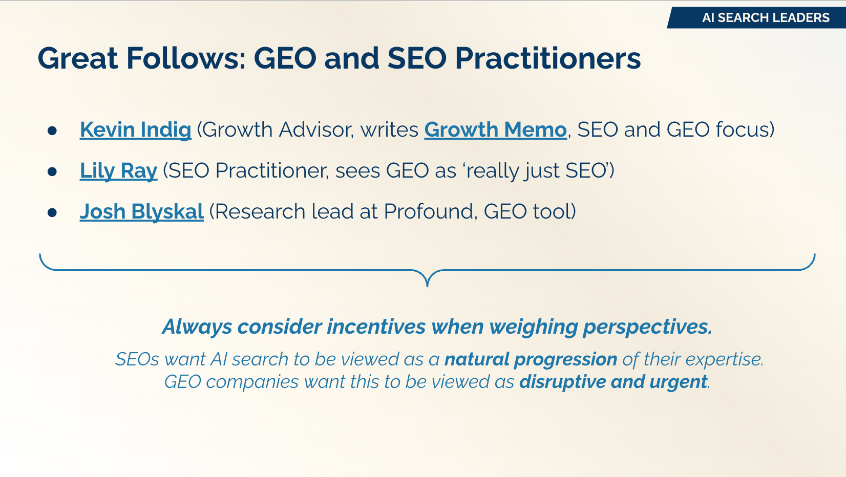 Great follows for GEO and SEO