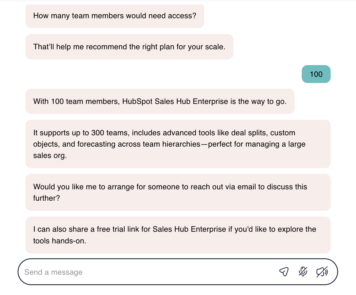Escalation flow when Fiona is told I have 100 team members
