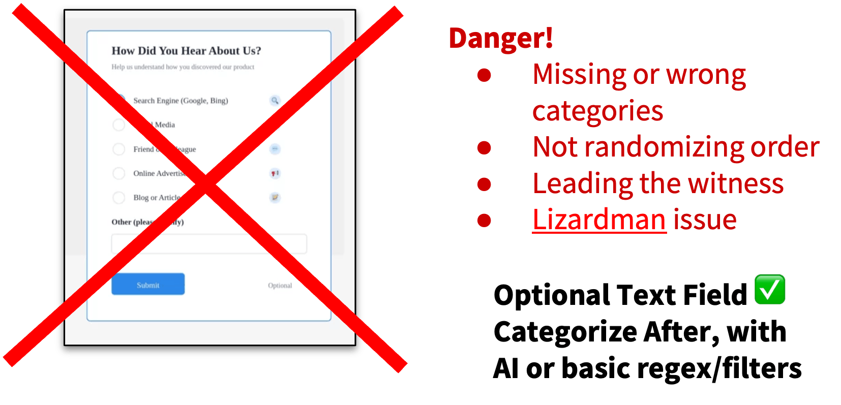 Giant red X over a "How did you hear about us" dropdown"