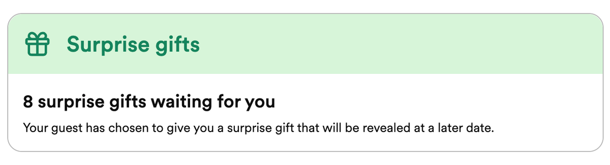 Surprise gifts, which are prepaid but won't be 'sendable' until wedding day