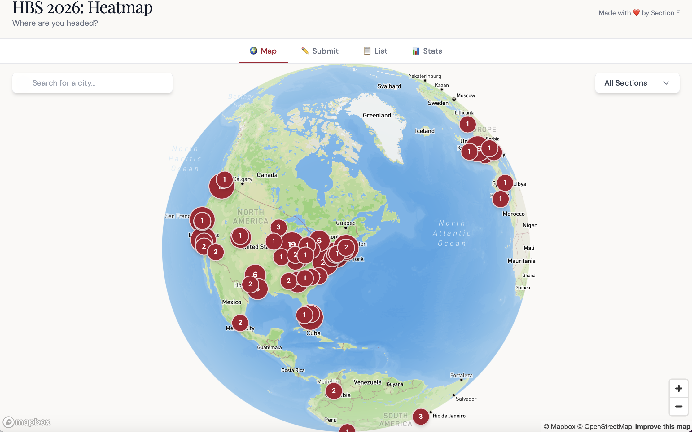 Preview of HBS Class of 2026 Map